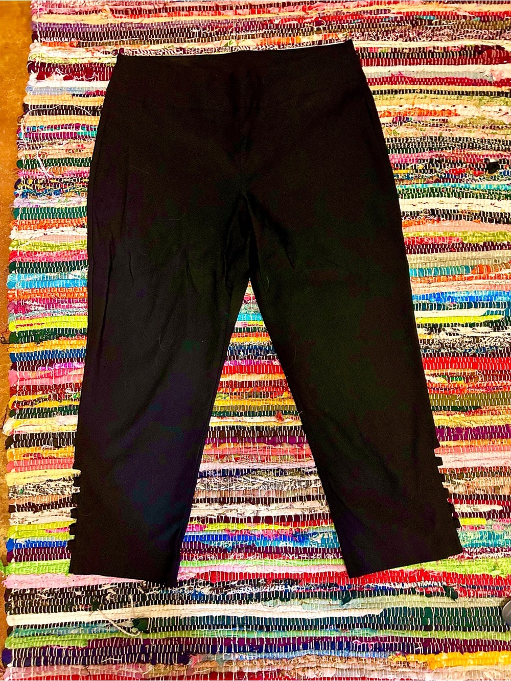 Women's Stretch Pull On Capris by Attyre New York Sz14 Rhinestone Peep Pleats